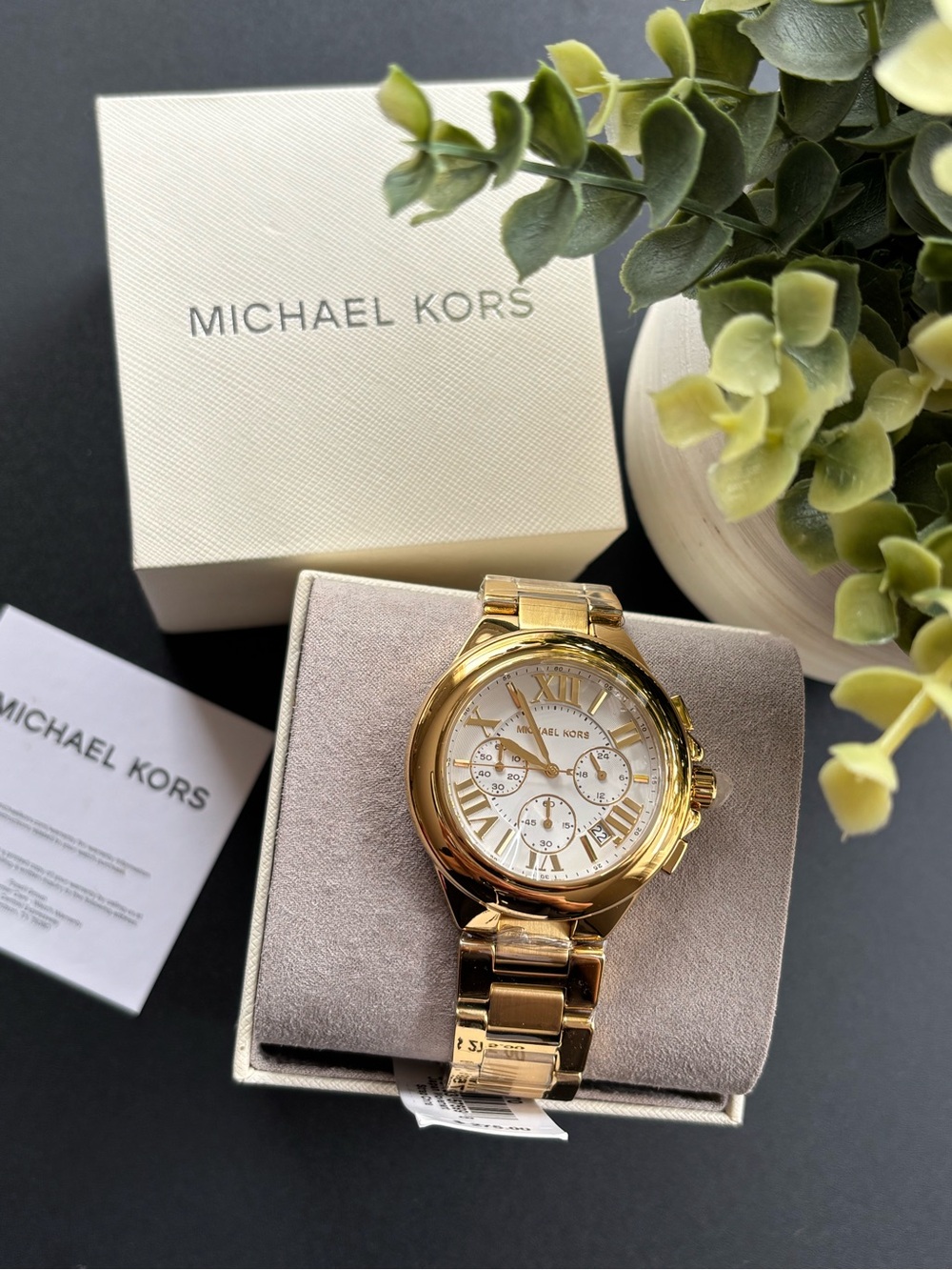 Michael Kors Gold and White Men’s Chronograph Bracelet Watch